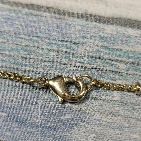 Gold Necklace with Red Leaf Pendant - Picture 4 of 7